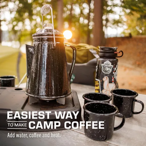 Miniatura 8 de COLETTI Juego Clásico de Cafetera Percoladora de Esmalte y Tazas — La Cafetera de Camping Más Nostálgica, Ahora Modernizada