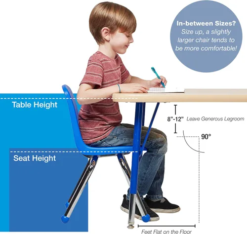 Miniatura 7 de FDP 16" Silla apilable escolar, silla de estudiante apilable con patas de acero cromado y ruedas; para aprendizaje en casa o en el aula - Gris claro