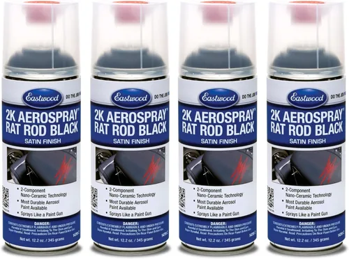 Miniatura 3 de Eastwood Pintura en Aerosol Automotriz 2K Catalizada Aerospray Durable Rat Rod Negro Satinado 12.2 oz Aerosol 1 Paquete