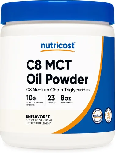 Nutricost Polvo de aceite C8 MCT 23 porciones (8oz) - 95% C8 MCT aceite en polvo