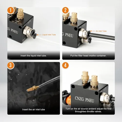 Miniatura 5 de 1/4" CNC doble refrigerante Mister para fresadora con base magnética, rociador de refrigeración, sistema de boquilla de pulverización de lubricación