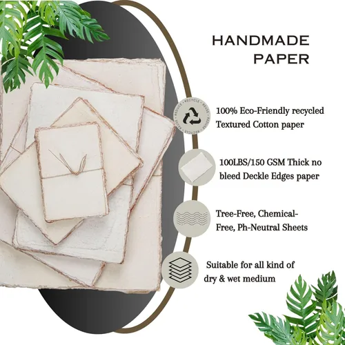 Miniatura 5 de LEATHER VILLAGE Papel de acuarela, 7.5 x 11 pulgadas, 20 hojas de papel de acuarela para dibujar, bocetos, tarjetas de boda y manualidades, papel