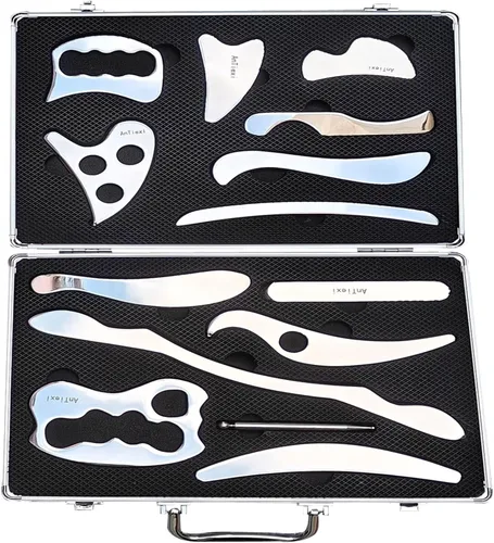 Miniatura 8 de Kit de herramientas de raspador muscular de acero inoxidable, juego de herramientas de masaje de raspado Gua Sha, herramienta IASTM - Gran