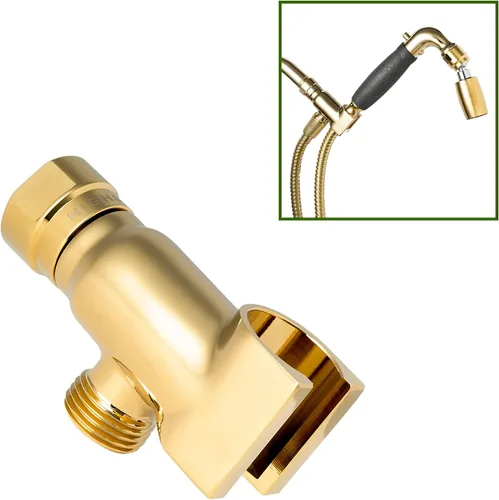Miniatura 11 de High Sierra® - Soporte para cabezal de ducha de mano sin plomo de metal, acabado dorado cepillado