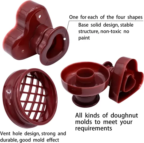 Miniatura 3 de Paquete de 4 moldes para hacer donas, moldes antiadherentes creativos reutilizables para donas, molde de fondant, pastel, pan, postre, molde