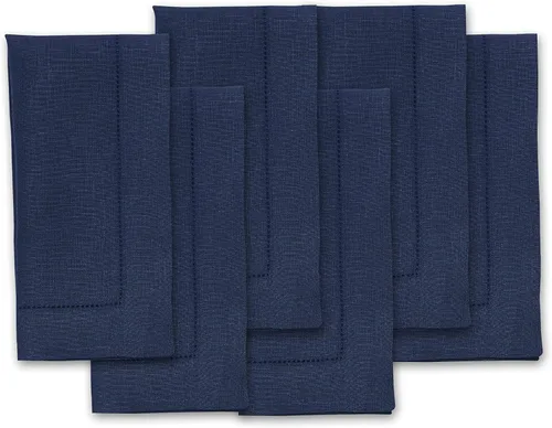 Miniatura 75 de Solino Home Juego de 4 manteles individuales de lino – Manteles individuales clásicos con vainica azul cielo de 14 x 19 pulgadas – manteles 09: Azul