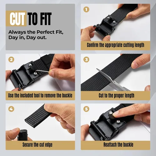 Miniatura 6 de WONDAY Men Gun Belt Concealed Carry 1.5" Rigid Stiff Work CCW EDC Tactical Ratchet Nylon Heavy Duty Belt Holster Tool Battle