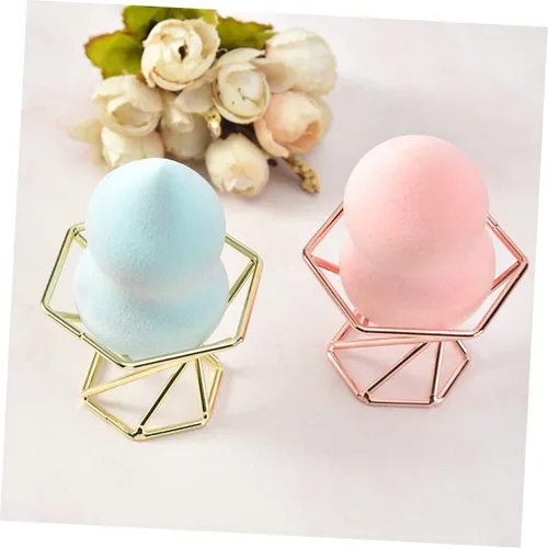 Miniatura 6 de SOLUSTRE Soporte elegante para esponja de maquillaje, 2 unidades, de acero inoxidable, diseño elegante para secado rápido, fácil acceso, para Dorado