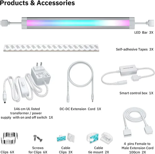 Miniatura 3 de Ligts LED inteligentes para debajo del gabinete, RGB multicolor, compatibles con Alexa, Google Home controlada por voz debajo de la encimera