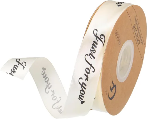 Miniatura 8 de MECCANIXITY Cinta de satén de 1 pulgada de ancho y 50 yardas de ancho Just for You, cinta de grogrén personalizada de San Valentín para envolver Rosa