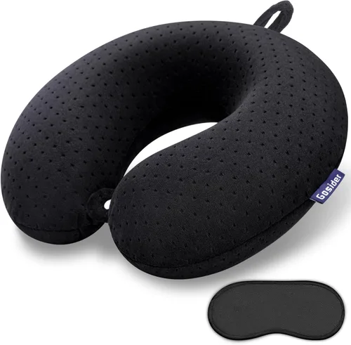 Miniatura 17 de Almohada de viaje de cuello en espuma viscoelástica de terciopelo naranja Gosider para avión, coche, tren