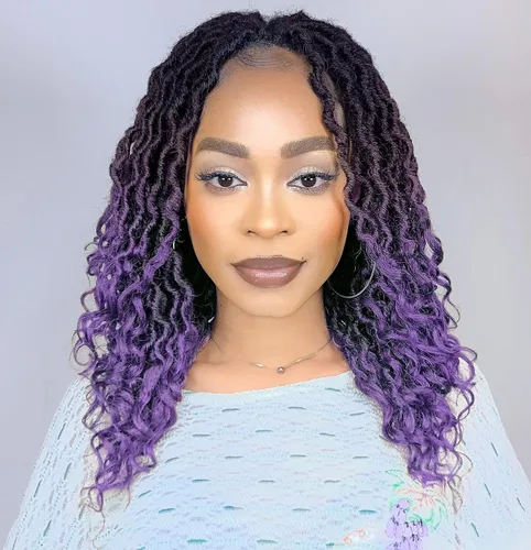 Miniatura 30 de Karida Rastas de cabello sintético de ganchillo de 18 pulgadas, 8 paquetes de cabello de ganchillo preanudado de diosa, rastas sintéticas onduladas