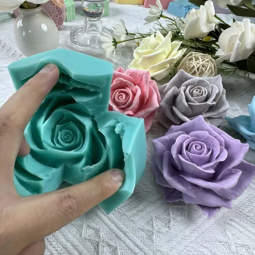 Miniatura 3 de Molde de Silicona 3D de Flor de Rosa Floreciente para Resina Flor Jabón Vela Haciendo Moldes DIY Molde de Pastel de Boda Decorando con Epoxi Molde