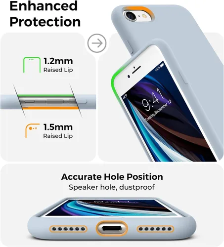 Miniatura 6 de AOTESIER Funda ultradelgada diseñada para iPhone SE 2022 (3ª generación)/iPhone SE 2020 (2ª generación)/iPhone 7/iPhone 8, funda multicolor de Azul