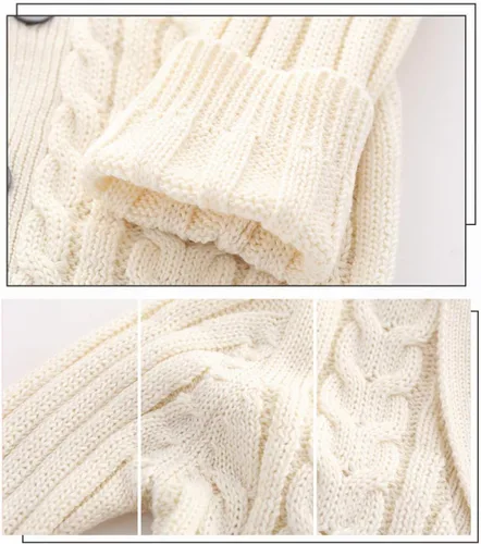 Miniatura 6 de Feidoog - Chamarra de punto con botones para bebés, suéter de ganchillo con cuello en V, suéter de punto para niños pequeños, patrón de punto