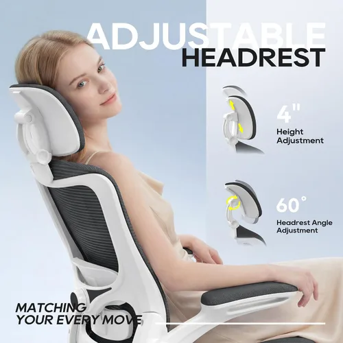 Miniatura 4 de Silla de oficina ergonómica para largas horas, soporte de cuerpo completo, alivia la presión del cuello y la espalda, capacidad de 330 libras, ideal