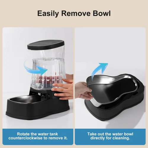 Miniatura 7 de Gardner Pet - Dispensador automático de agua por gravedad para perros, alimentador de acero inoxidable, 100% libre de BPA, gran capacidad para Oscuro