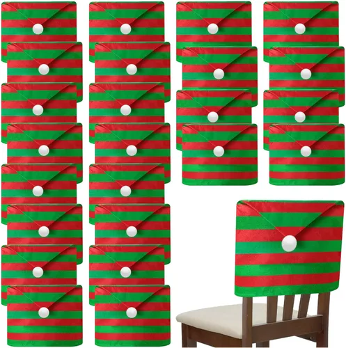 Miniatura 7 de Peryiter 24 piezas de decoraciones navideñas para sillas, fundas protectoras de terciopelo para sillas de comedor de Navidad, para cocina