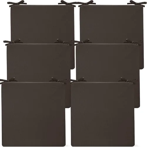 Miniatura 7 de Preboun Paquete de 6 Cojines para Sillas de Exterior 19" x 19" x 3" Patio Impermeables Resistentes a la Decoloración Cojines de Asiento con Lazos