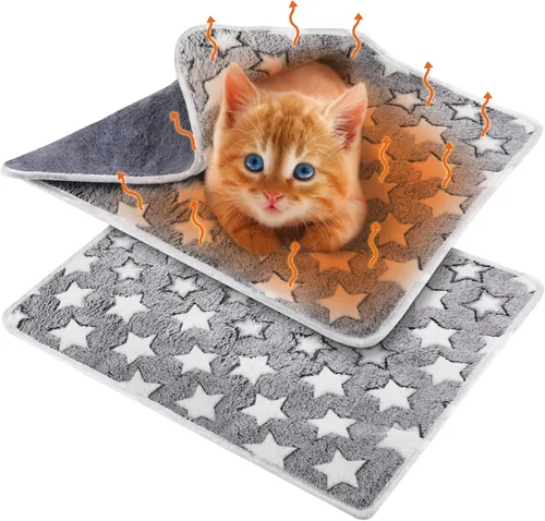 Miniatura 7 de 2 Piezas Almohadillas Grandes Autocalentables para Gatos, Alfombra Autocalentable para Gatos, Cama para Jaula de Perros, Mantas para Mascotas
