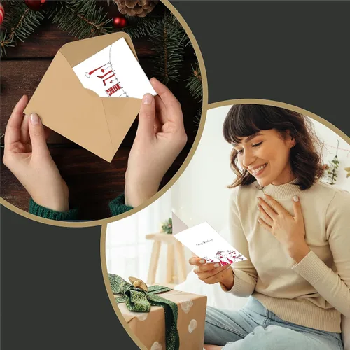 Miniatura 7 de easykart labels Surtido de 24 tarjetas de Navidad con sobres y calcomanías de sellado, 3 diseños temáticos de Papá Noel, 5.75 x 4.25 pulgadas