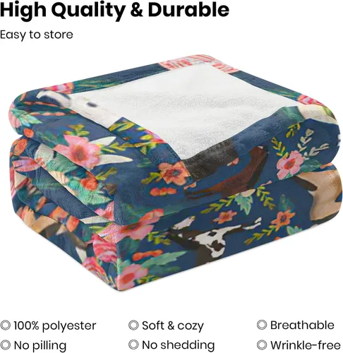 Miniatura 6 de Manta de caballo para niñas y mujeres, manta de franela de forro polar de animales del oeste, suave y ligera, manta de felpa azul para niños