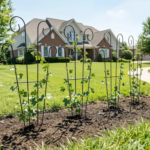 Miniatura 8 de Thealyn Paquete de 4 enrejados de 32 pulgadas para plantas en maceta, enrejado de jardín de metal para plantas trepadoras, soporte decorativo de vid