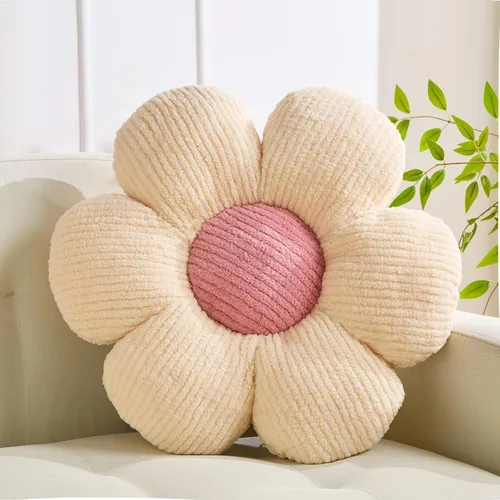 XIAIJIA Cojín con forma de flor. Cojín con flores en forma de margaritas. Cojín decorativo con margaritas para la cama. Linda almohada de felpa con