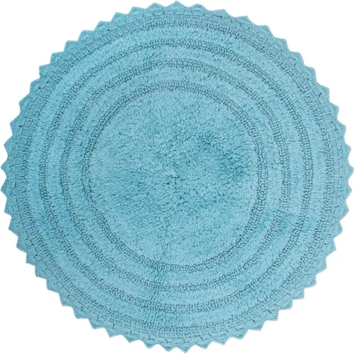 DII Crochet Collection - Tapete de baño reversible, redondo, 27.5 pulgadas de diámetro, color azul camafeo Azul Cameo