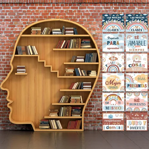 Miniatura 7 de Faccito Letrero motivacional para decoración de aula en español, cartel positivo para porche, letrero inspirador para puerta, decoración de pared