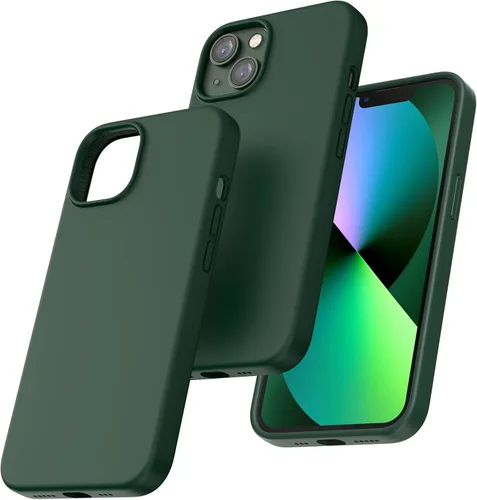 TOCOL Funda delgada de silicona para iPhone 13 de 6.1 pulgadas, ajuste preciso, antideslizante, protección contra caídas, verde alpino