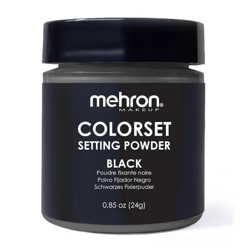 Mehron Polvo fijador de color de maquillaje, sin talco, polvo de ajuste suelto negro para cosplay, pintura facial y corporal, y maquillaje en crema,