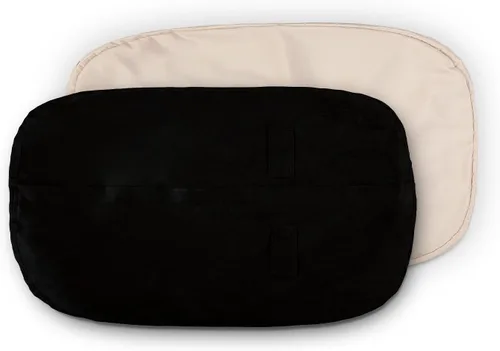 Miniatura 16 de Lumaland Funda exterior de microgamuza de lujo para puffs, lavable a máquina, funda para puf de 3 pies con incrustaciones en funda negra e