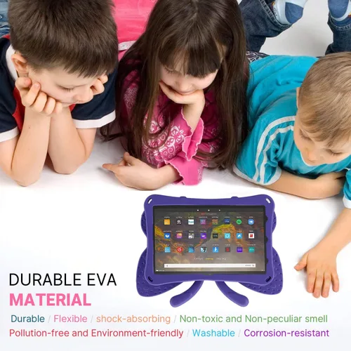 Miniatura 65 de FW Fire 7 - Funda para tablet para niños, Amazon Fire 7 2022, funda de mariposa con luz de atril, EVA, protección contra caídas, resistente, a
