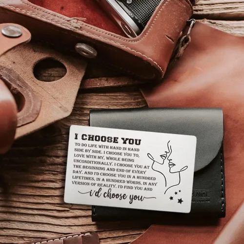 Miniatura 6 de FOKCBOCM Tarjetas de aniversario para él y ella, tarjeta de inserción de billetera con texto en inglés "I Choose You", divertida nota de amor