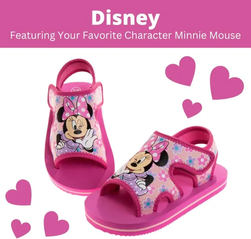 Miniatura 2 de Disney Sandalias de Minnie y Mickey Mouse Zapatos de verano para niños Correa ajustable para playa, puntera abierta, tobogán deportivo, atlético