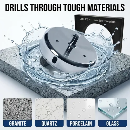 Miniatura 3 de Drilax Kit de sierra de agujero de diamante de 4 pulgadas con azulejo guía y cortador de agujeros de vidrio para porcelana, cerámica, cuarzo