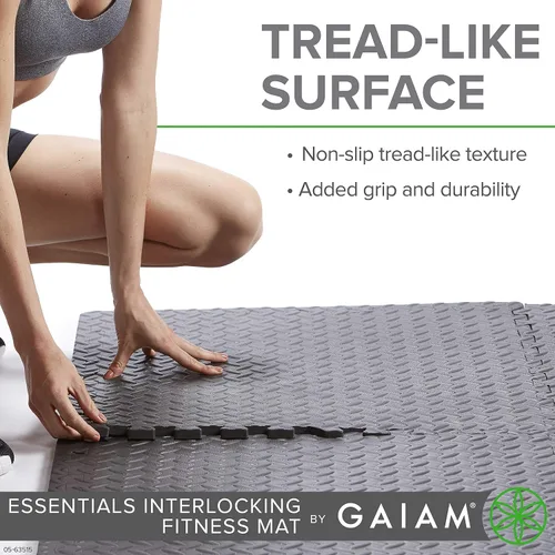 Miniatura 5 de Gaiam Essentials Tapete de ejercicio entrelazado, azulejos cuadrados de espuma de rompecabezas para gimnasio en casa, tapete de entrenamiento
