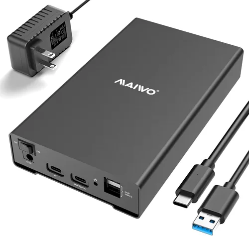 MAIWO Caja de Carcasa Externa para Disco Duro SATA de 2.5 3.5 Pulgadas SSD HDD, USB C 3.1 GEN2 de 10Gbps Lector de Disco Duro con UASP, Capacidad de