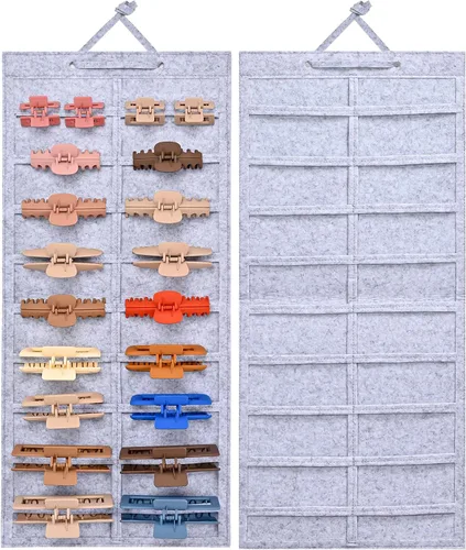 Miniatura 10 de Lolalet Organizador de pinzas para el cabello, 1 paquete de soporte de clip de garra colgante montado en la pared, exhibición de almacenamiento