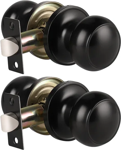 Miniatura 20 de Manija de puerta de acero macizo con diseño de bola antigua, para puerta de trastero, dormitorio, baño 609 Negro