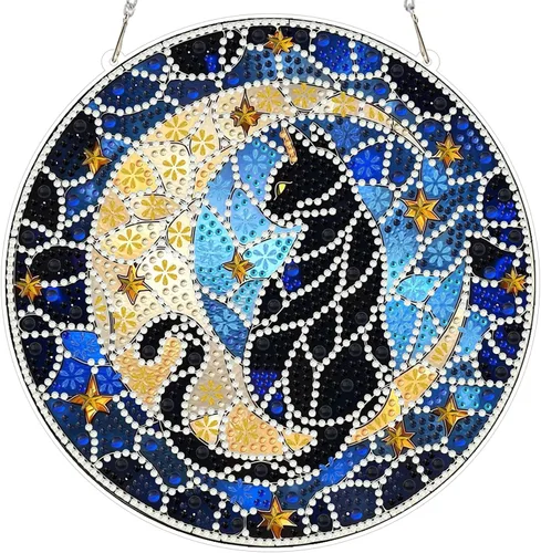 Miniatura 17 de MXJSUA Atrapasoles con pintura de diamante de águila calva americana, kits de arte de diamantes para adultos, adornos colgantes con cadena