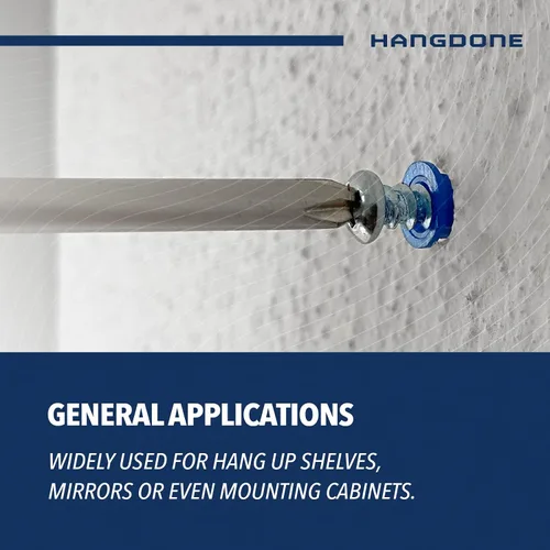 Miniatura 5 de Anclajes de pared acanalados #10-#12 de 1-1/4 pulgadas con tornillos, paquete de 100, azul, anclaje de plástico para paneles de yeso/hormigón