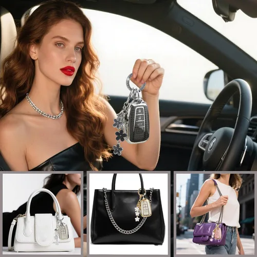Miniatura 6 de Funda para llavero de TPU con llavero floral compatible con llave inteligente Chevy de 6 botones para mujeres