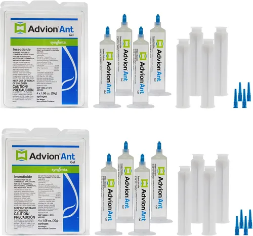 Advion Ant Gel Bait, 4 tubos x 1.06 oz, 4 émbolos y 4 puntas, cebo eficaz formulado con 0.05% de indoxacarb, uso en interiores y exteriores, gel