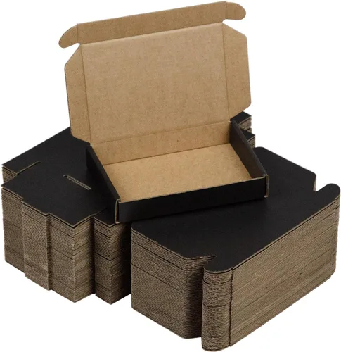 Miniatura 20 de SUNLPH - Paquete de 50 cajas de envío pequeñas de 4x4x1 pulgadas, cajas de cartón corrugado negras, caja de embalaje para mudanza y envío Negro