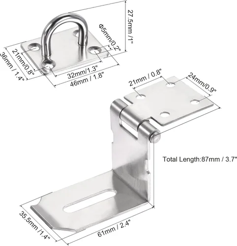 Miniatura 2 de MECCANIXITY Cerradura de acero inoxidable de 4 pulgadas de 90 grados, cierre de candado con tornillos para armario, color plateado