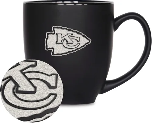 Miniatura 17 de Rico Industries Taza Bistro Mate Negra de Fútbol Americano NFL de 15 onzas - Para Bebidas Calientes o Frías - Logotipo del Equipo Grabado para una
