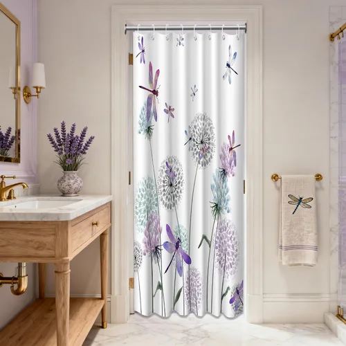 Miniatura 29 de Cortina de ducha floral para primavera y verano, flores silvestres, flores y mariposas, decoración de baño, tela impermeable con ganchos, 70