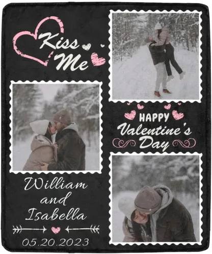 Miniatura 6 de HUGLAZY Manta personalizada con texto fotográfico, manta de franela personalizada para cumpleaños, Navidad, boda, día de San Valentín